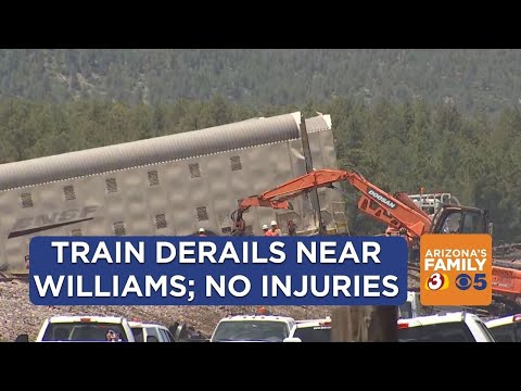 Over 20 BNSF freight train cars derail near Williams Arizona
