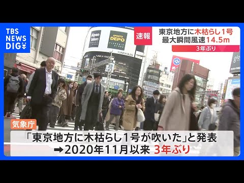 東京地方に3年ぶり木枯らし1号吹く　気象庁が発表｜TBS NEWS DIG