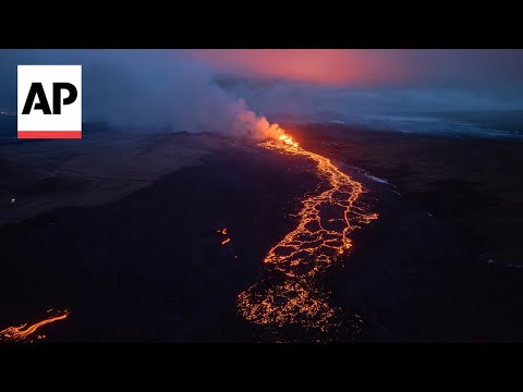 Lava spews from Iceland volcano in Grindavik
