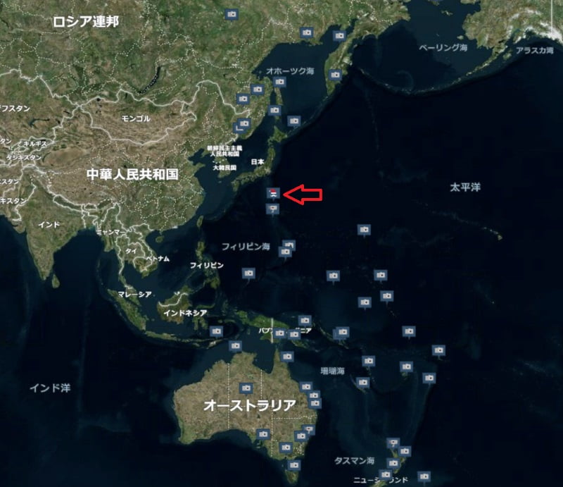 サンタはいまどこ？ サンタクロース追跡2023 硫黄島を通過して日本本土へと向かうサンタクロースの位置MAP
