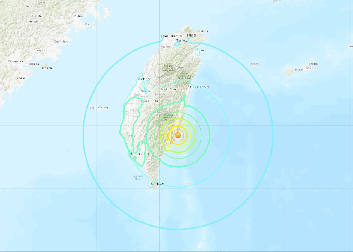 台湾でM6.6の地震