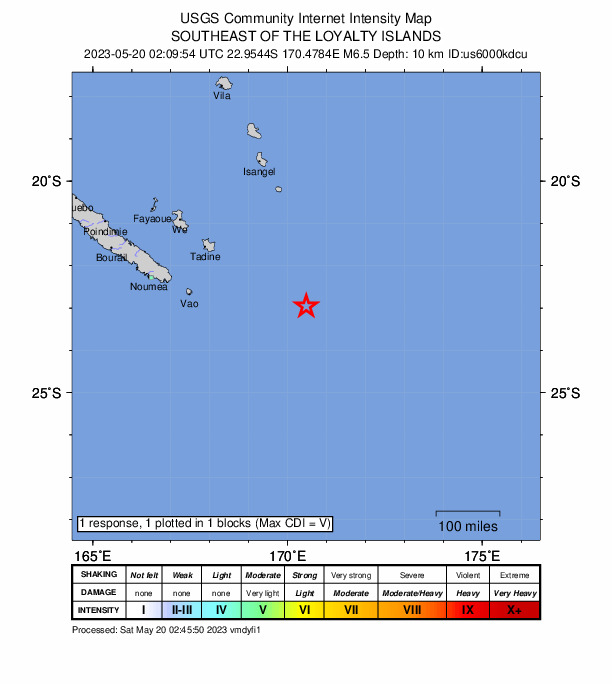 南太平洋 ロイヤルティ諸島 ニューカレドニア 地震