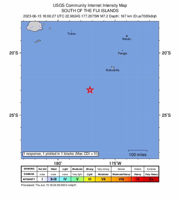 地震 南太平洋 フィジー諸島