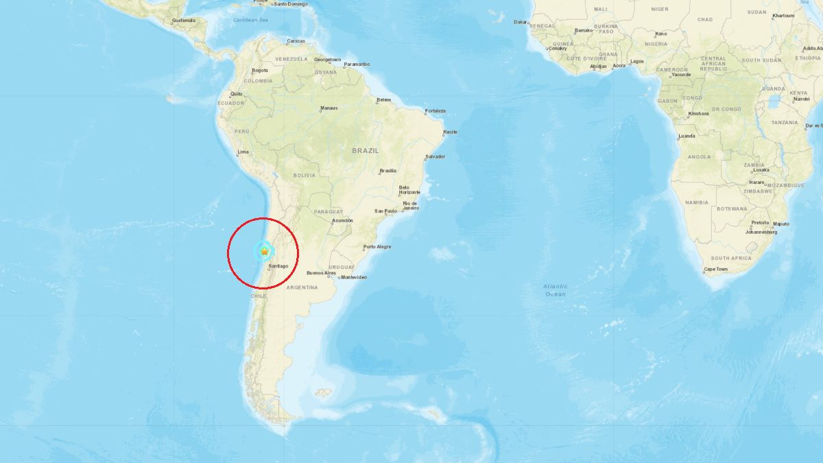 南米チリ中部コキンボの沿岸付近でM6.2の地震