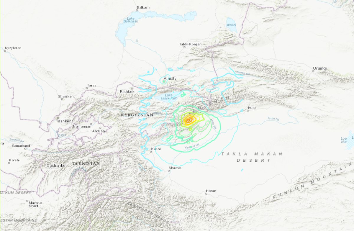 中国・新疆ウイグル自治区でM7.1の地震