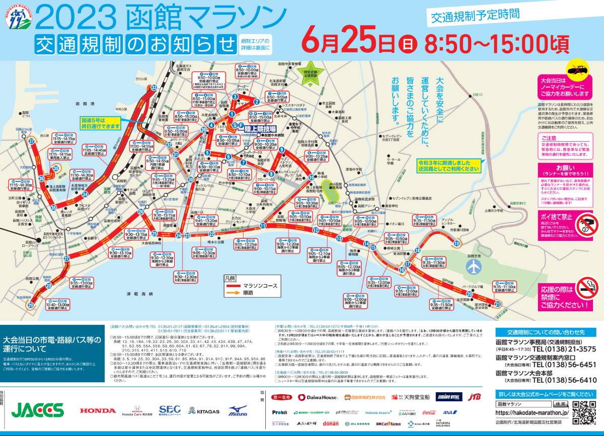函館マラソン 2023 交通規制図