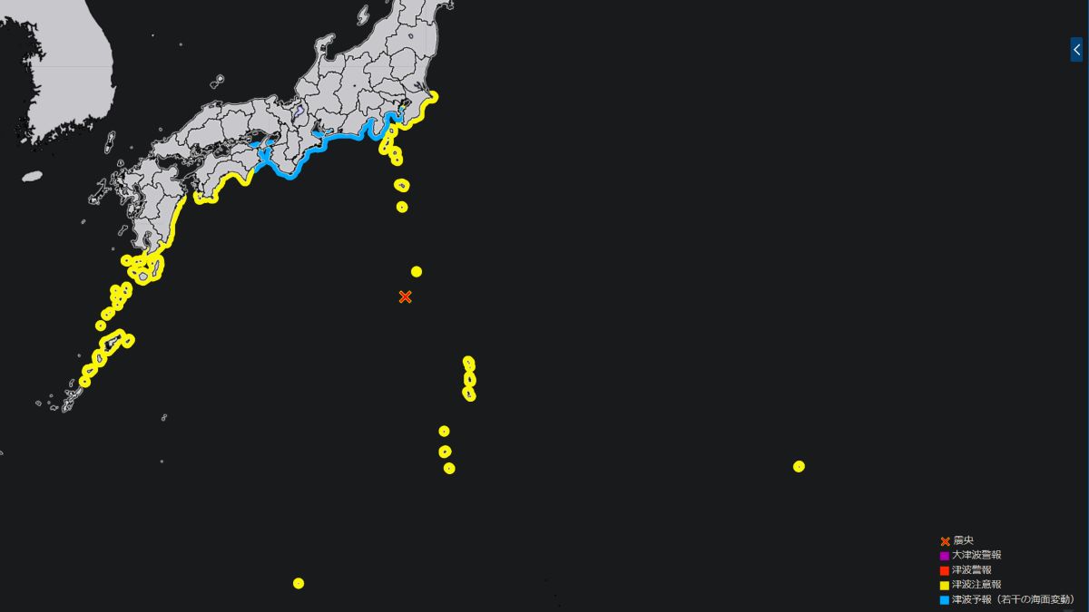 伊豆諸島鳥島近海で複数回の地震 津波注意報発表